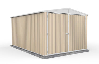 Absco 3.00mW x 4.48mD x 2.30mH Double Door Highlander Garden Shed - Classic Cream - Shed City